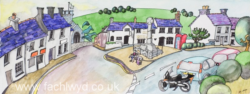 The Square LLantwit Major Painting by Martin Kaye