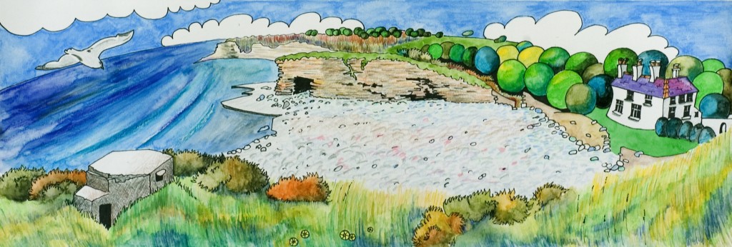 Painting of Tresillian Bay Llantwit Major by Martin Kaye, May 2006 (c)